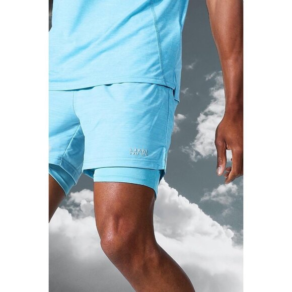 NWT Boohoo‎ MAN ACTIVE GYM LIGHTWEIGHT T SHIRT SHORT SET Size L Color Light Blue - Picture 3 of 6
